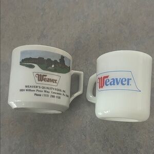 Two vintage Weaver mugs. Good condition. $10 for both.